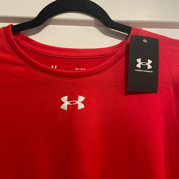 Under Armour red Big Red One Military Army loose Men's shirt sleeve Large NWT - Picture 11 of 12